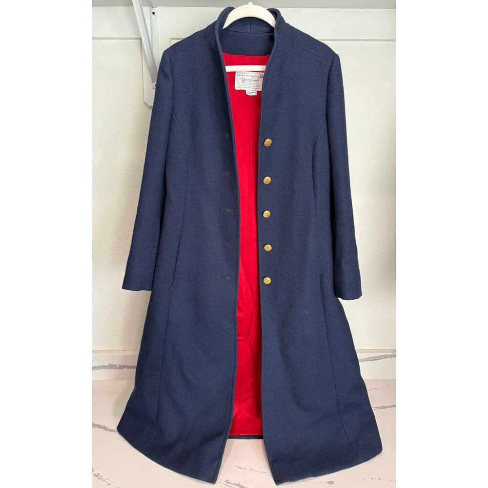 Vintage American Airlines Joyce Dixon Flight Attendant Wool‎ Coat Size 8 1980s